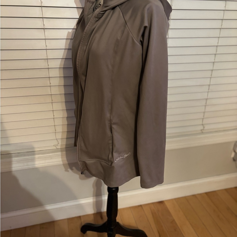 Eddie Bauer Tan Hooded full zip light Jacket